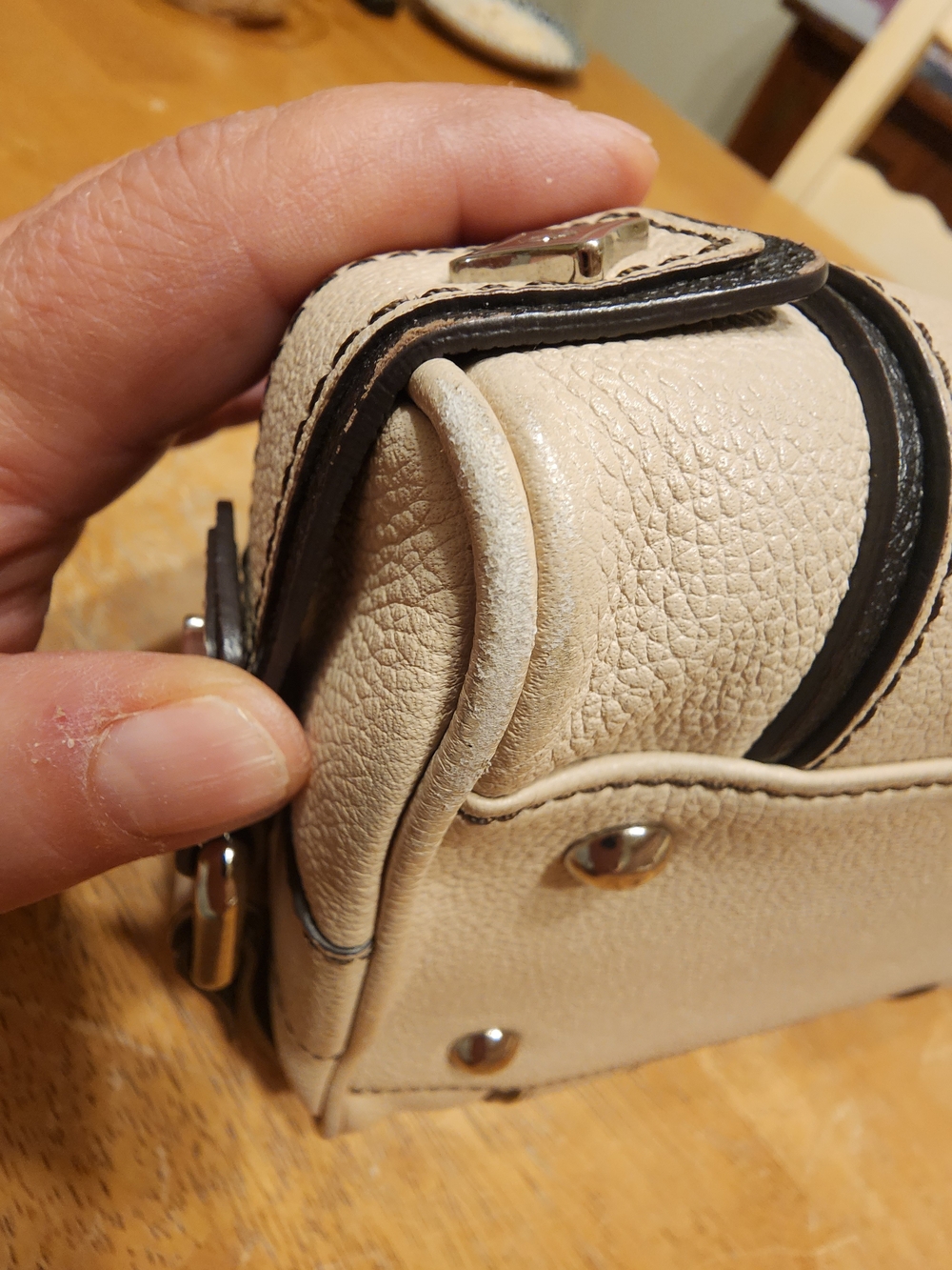 MCM cream leather Boston satchel featuring silver-toned hardware - Picture 9 of 16